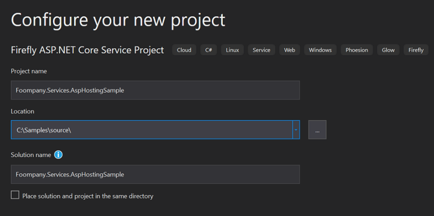Using ASP.Net Core in Phoesion Glow